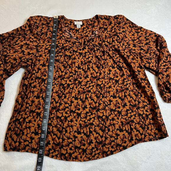 a new day Women's Floral Print Flowy Balloon Sleeve Tie-Front Top Size XS - Picture 9 of 9